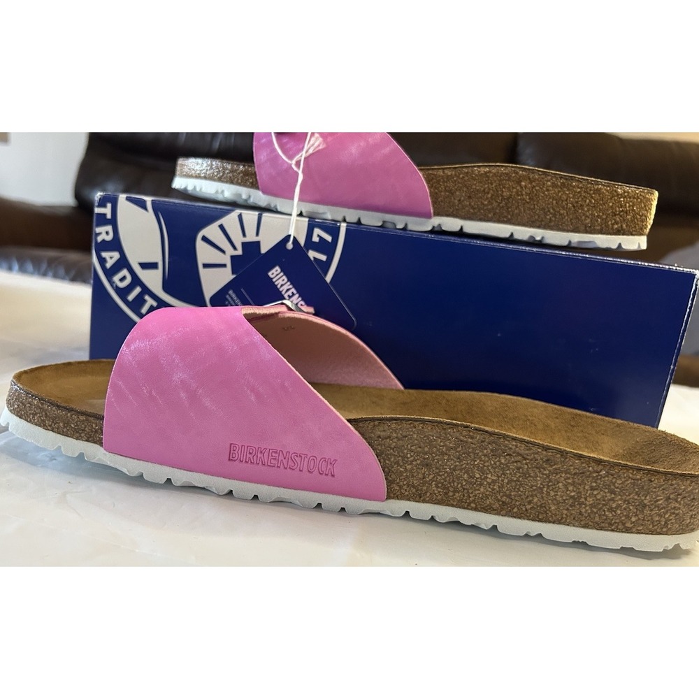 Birkenstock Unisex New w/ Box Shiny Check Rose W‎ 12-12.5  M 10-10.5 Narrow - Picture 6 of 7